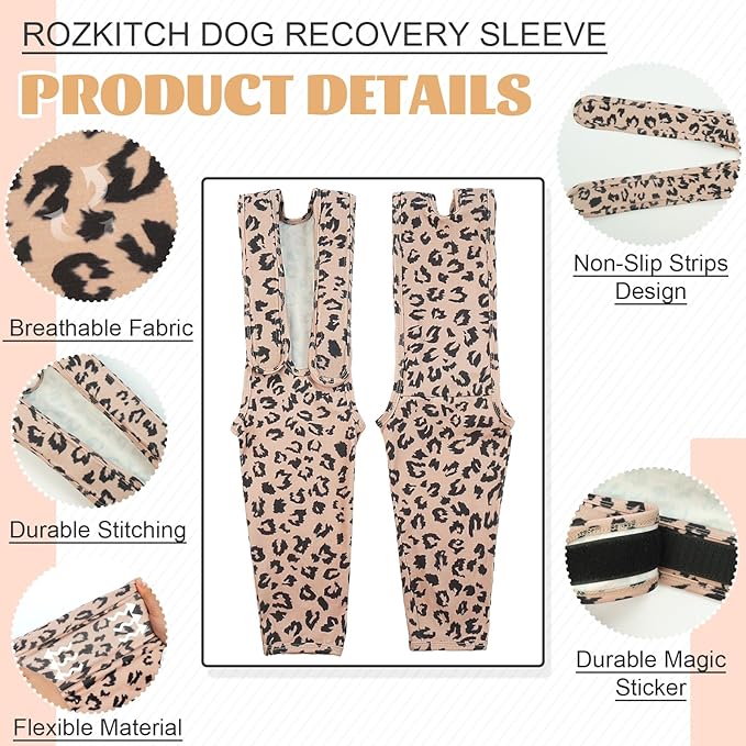 ROZKITCH Dog Elbow Sleeve for Front Right Left Leg, Pet Prevent Licking Wound Elbow Knee Protector, Dog Recovery Suit Cone Collar Alternative for Sprain ACL CCL Arthritis Joint Care Brown S