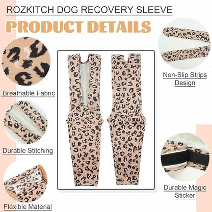 ROZKITCH Dog Surgery Sleeve Front Leg Right Left, Pet Prevent Licking Wound Elbow Knee Protector, Dog Recovery Suit Cone Collar Alternative for Sprain ACL CCL Arthritis Joint Care Brown M