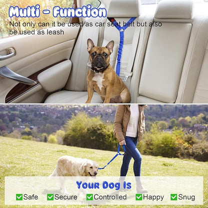 BWOGUE Pet Dog Cat Seat Belts, Car Headrest Restraint Adjustable Safety Leads Vehicle Seatbelt Harness (1 Pack, Dark Blue, Elastic)