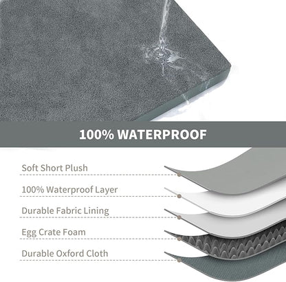 Large Comfy Washable Dog Bed, Orthopedic Egg Crate Foam Dog Crate Mat for Large Dogs with Removable Cover, 41x27 Inch, Gray