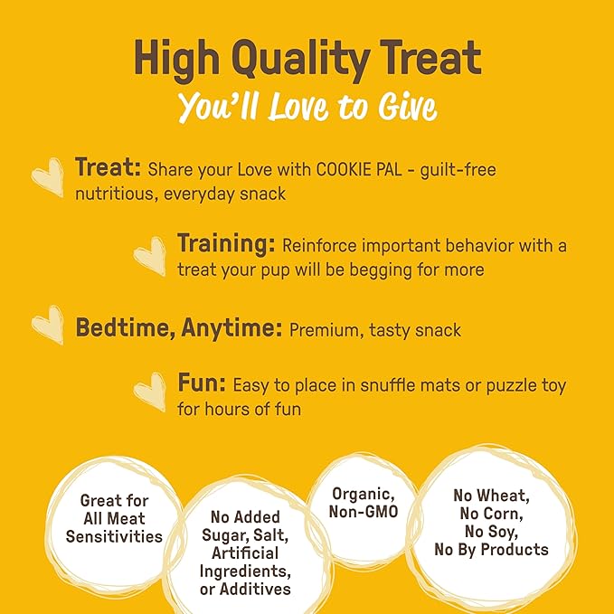 CookiePal Dog Treats, Crunchy Peanut Butter Puppy Training Treats, Human Grade USDA Organic, Natural Dog Biscuits, 10oz (Pk of 3)