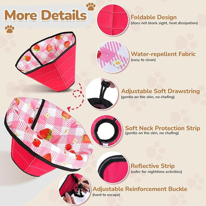 Soft Dog Cone Collar After Surgery: Adjustable Long Foldable Comfy Recovery Shame Elizabethan Stop Licking Small Medium Large Dogs (Red, M)