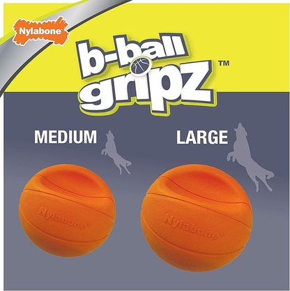 Nylabone Power Play Gripz Felt Basketball Rubber Fetch Toy, Squeaky Ball for Dogs, Medium (1 Count) (Pack of 2)