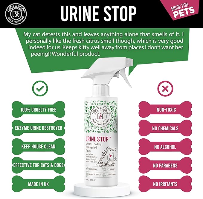 Urine Stop Spray for Dogs Only 400ml – Plant Based Indoor Dogs Urine Deterrent – Odour Neutraliser and Enzymatic Cleaner for Carpet and Floors – Safe Non-Toxic Formula – Long Lasting Protection