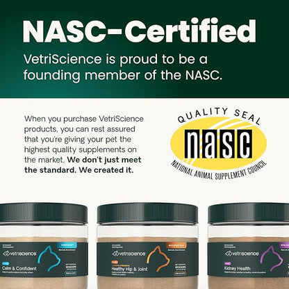 VetriScience Calm & Confident Powder, Composure Calming and Anxiety Supplement for Cats, Reduce Stress and Fear, Ideal for Travel, Vet, Grooming and Routine Changes, Cheese & Chicken Flavor, 60 Scoops