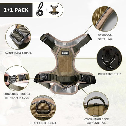 Tactical Dog Harness for Medium Dogs,No Pull Military Dog Vest with Handle,Reflective Heavy Duty Pet Harness for Walking Hiking Training M