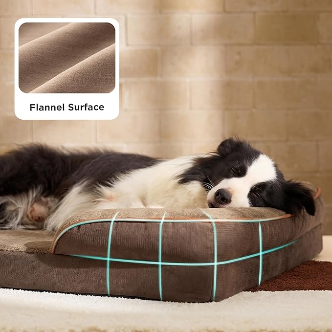 Bedsure Orthopedic Dog Bed for Extra Large Dogs - XL Washable Dog Sofa Beds Large, Supportive Foam Pet Couch Bed with Removable Washable Cover, Waterproof Lining and Nonskid Bottom, Brown