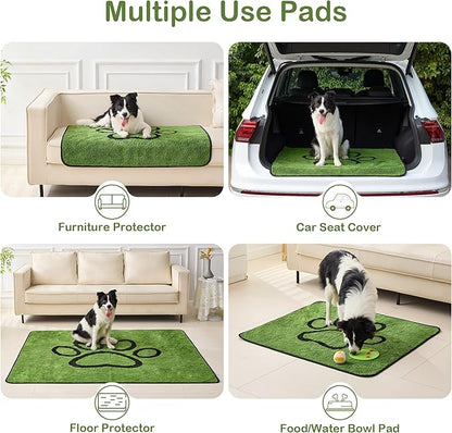 Qeils Reusable Dog Pee Pads, 4 Pack Super Absorbent & Leakproof Washable Puppy Pads with Soft Green Top Layer, for Potty Training, Crates, Couch, Car Seats & Pet Beds, 30"x 34"