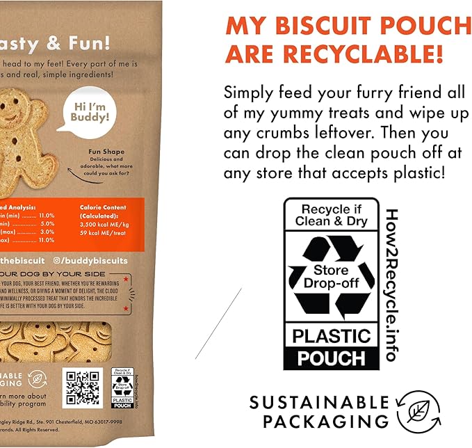 Buddy Biscuits 2 lb Bag of Crunchy Dog Treats, Made with Peanut Butter