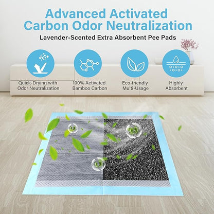 FluffyDream Ultra Charcoal Dog Training Pads with Leak-Proof Quick-Dry Urine Odor Design for Potty Training,23"X35"(20PCS) Improved Quality Pee Pads for Dogs, Super Absorbent Disposable Underpads