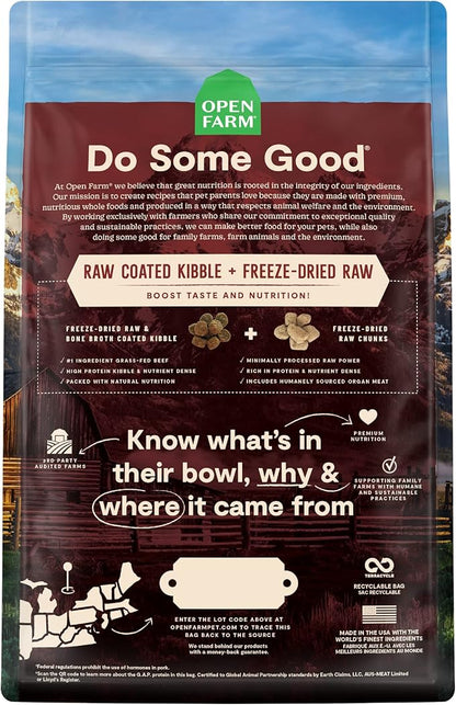 Open Farm, RawMix Dry Dog Food with Ancient Grains, Protein-Packed Kibble Coated in Bone Broth with Freeze Dried Raw Chunks, Beef Pork & Lamb, Front Range Recipe, 3.5lb Bag