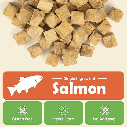 MON2SUN Freeze Dried Salmon Cat and Dog Treats, Single Ingredient Natural and Healthy Dog Snacks, High Protein Training Treats & Food Topper, 10.6oz