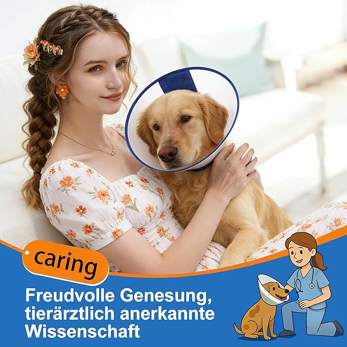 Soft Dog Cone Collar for Dogs to Stop Licking,Breathable Pet Recovery Collar with Enhanced Support Design, Adjustable Dog Cone Collar for Large & Medium Dogs (Blue, XXL（Depth：10.4 Neck：17.32-20.08”）)