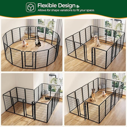 Yaheetech Dog Playpen Outdoor, 47 inch 16 Panels Dog Pen Indoor Heavy Duty Puppy Exercise Pen Metal Pet Fence for RV Camping/Yard/Garden