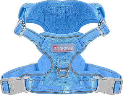 BARKBAY Dog Harness No Pull Mesh for Large Dogs - Adjustable, Reflective, Comfortable, No Choke, Heavy-Duty - Perfect for Outdoor Training, Walking, and Hiking - Strong & Durable - L & Blue Mesh