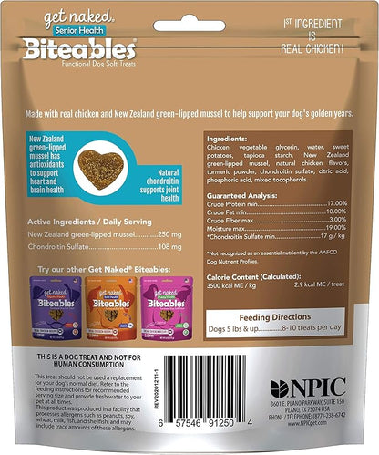 Get Naked Biteables Senior Health Soft Dog Treats,Real Chicken Treat for Toothless Dogs,6oz 1 Pouch,(Pack of 2)
