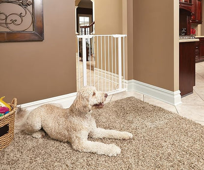 MidWest Homes for Pets 39-Inch High Walk-Thru Pressure Mounted Steel Dog Gate, Expands to 38 Inches Wide, Includes 3-inch Extensions, White