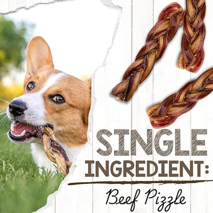 Nature Gnaws Braided Bully Sticks for Dogs 5-6" (3 Count) - Long Lasting for Small and Medium Dogs - Natural Beef Dog Chew Bones - Rawhide Free