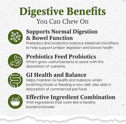 Ark Naturals Gentle Digest Soft Chews, Vet Recommended Dog and Cat Prebiotics and Probiotics, Digestive and Immune System Support, 2 Pack