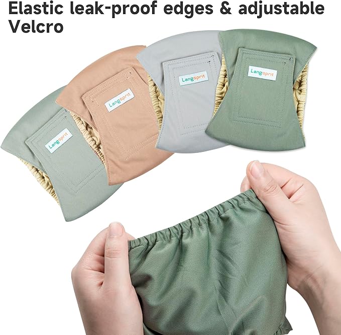 Male Dogs Diapers Belly Bands(4Pack), Washable Reusable Male Boy Doggy Wraps Panties for Doggie Puppy Pooping Potty Training Incontinence Marking Pañal para Perro Brown Gray Green Cyan Small