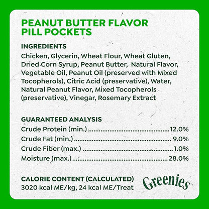 Greenies Pill Pockets for Dogs Large Size, Dog Treat Pouch for Capsule Medication, Peanut Butter Flavor, 15.8 oz. Pouch