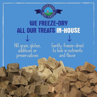 Shepherd Boy Farms Freeze Dried Dog and Cat Treats, Lamb Heart, All Natural Single Ingredient Freeze-Dried Dog Treat & Dog Snacks, Made in USA, High Protein, Essential Nutrition of Raw Dog Food, 8oz