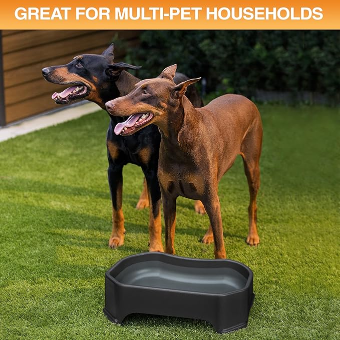 Neater Pet Brands Extra Large Water Bowl for Dogs, Outdoor Dog Water Bowl (1.25 Gallon XL Capacity), Big Trough Style Food Dish for Indoors or Outside, No Spill Large Dog Bowls, Midnight Black