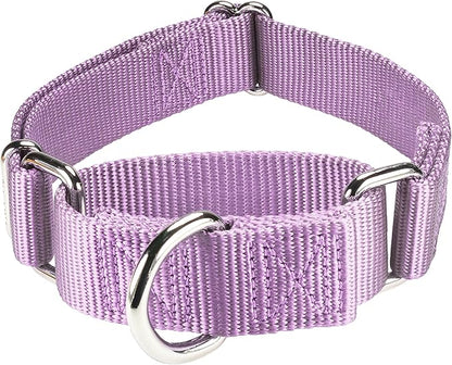 Mikivery Martingale Dog Collar Nylon Adjustable and Safety Training Metal Buckle Dogs Collars for Small Medium and Large Breed(Violet,L)