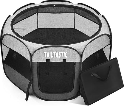 Large Cat Playpen for Multiple Cats, Extra Spacious Pet Tent Playground, Portable Dog Exercise Pen with Room for Toys & Bed, Indoor/Outdoor Enclosure for 2-3 Pets (Light Grey, Large)