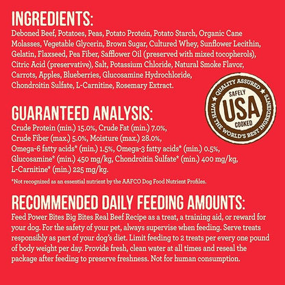 Merrick Power Bites Dog Treats Big Bites, Beef and Sweet Potato Recipe - 6 oz Bag
