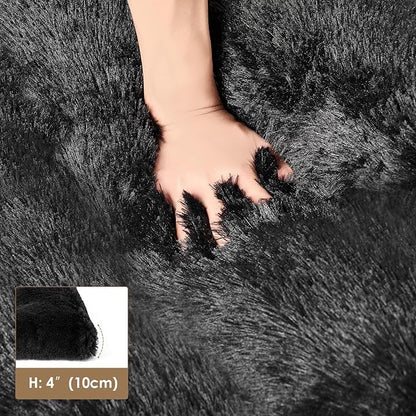 EHEYCIGA Fluffy Dog Crate Bed for Extra Large Sizes, Plush Faux Fur Crate Pad, Calming Anti Anxiety XL Bed, Washable Soft Warm Dog Mat with Non-Slip Bottom, Black