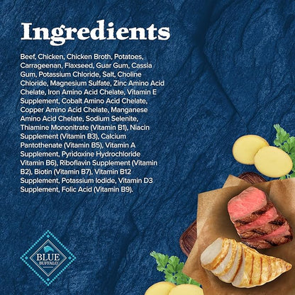 Blue Buffalo Wilderness Adult Wet Dog Food,High-Protein & Grain-Free,Made with Natural Ingredients,Beef & Chicken Grill,12.5-oz Cans,(Pack of 24)