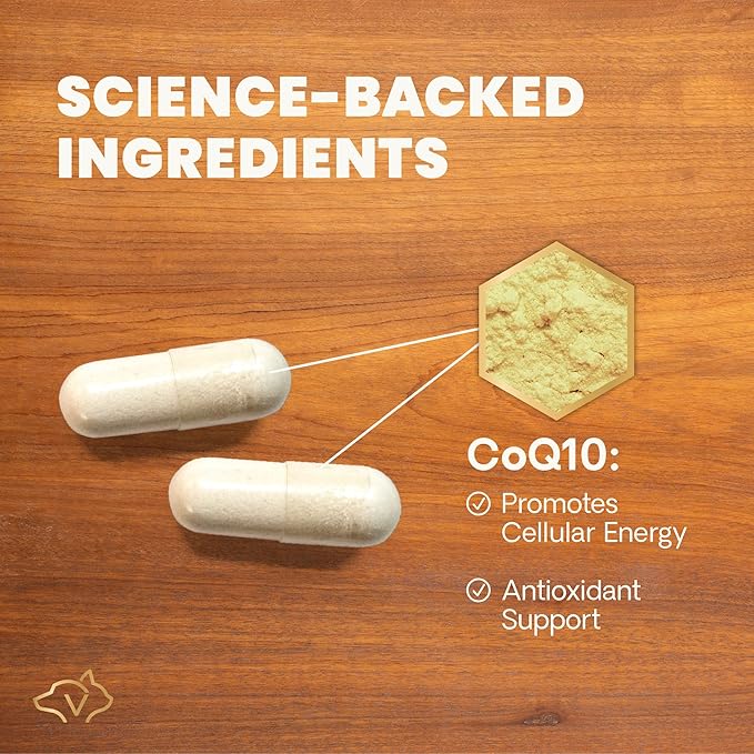 Vetri-Science VETRISCIENCE Coenzyme Q10 for Dogs and Cats, 10mg, 100 Capsules - Cardiovascular and Gum Health CoQ10 Supplement for Pets