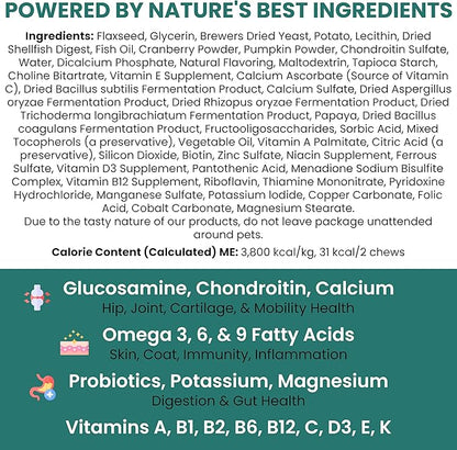 12-in-1 Dog Multivitamin Soft Chews, 120 Count - Vitamins & Supplements, Glucosamine Chondroitin, Probiotics, Omega 3 - Hip & Joint, Skin & Coat, Immune Support for Puppy & Senior Dogs - Chew + Heal