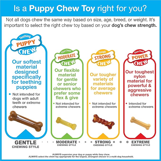 Nylabone Ring Bone Puppy Chew Toy for Puppies, Soothing Teething Toys for Puppies, Puppy Enrichment Toys, Long Lasting Chicken Flavor, For Medium Dogs - Up to 35 lbs, 1 Count