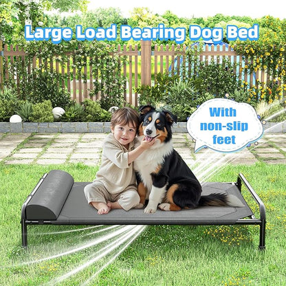 Simple Trending Elevated Dog Bed for Large Dogs, Cooling Raised Pet Cot with Bolster, Breathable Outdoor Couch Bed, 44.5" x 31", Black