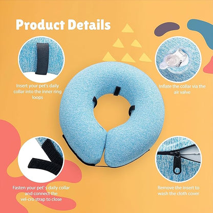 Big Ant Protective Inflatable Collar for Dogs and Cats, Soft Cone for Dogs After Surgery, Dog Neck Donut Collar, Dog Cone Collar Soft Pet Recovery Collar Does Not Block Vision E-Collar (Small, Blue)