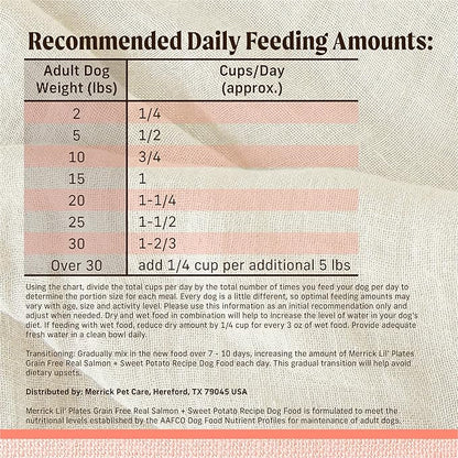 Merrick Lil’ Plates Premium Grain Free Dry Dog Food for Small Dogs, Real Salmon and Sweet Potato Kibble - 4.0 lb. Bag