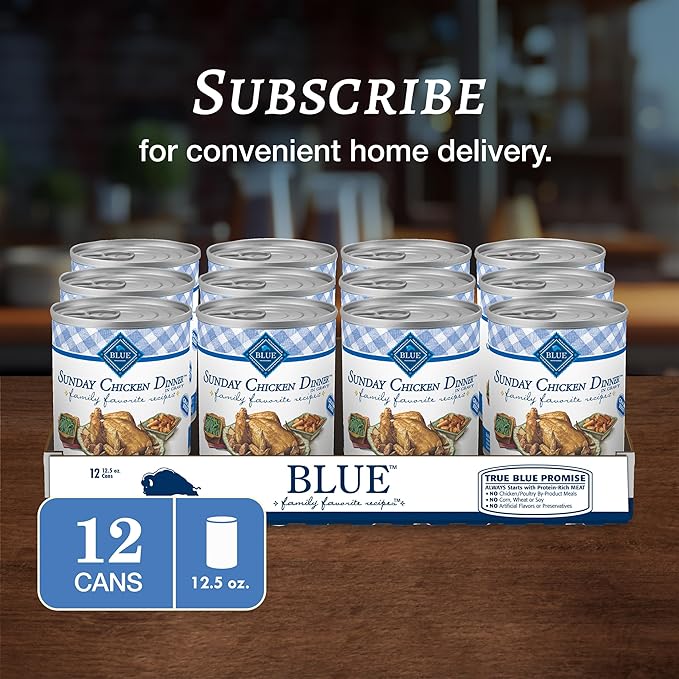 Blue Buffalo Family Favorites Adult Wet Dog Food, Made with Natural Ingredients, Sunday Chicken Dinner, 12.5-oz Can, 12 Count (Pack of 2)