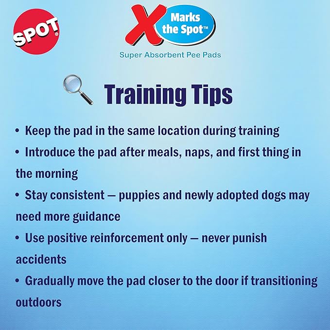 SPOT X Marks The Spot Puppy Training Pads – Extra Absorbent, Leak-Proof Dog Pee Pads with Adhesive Strips and Pheromones, Odor Control, 5-Layer Protection, 22 x 22 in, 100-Count
