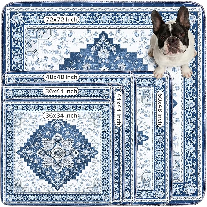 INVENHO 2PACK Washable Pee Pads for Dogs 72"x72" Reusable Dog Pads Extra Large Upgrade Non-Slip Dog Pee Pads Heavy Absorbency Puppy Pee Pads Quick Dry Whelping Pads/Waterproof Puppy Training Pad