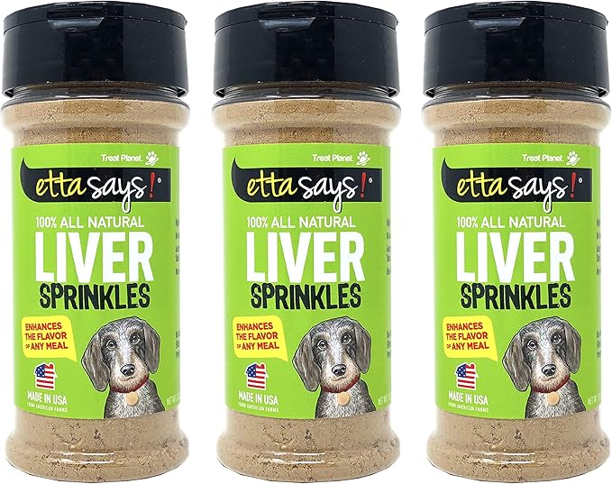 etta says! Liver Sprinkles for Dogs - High Protein Food Topper - Boosts Flavor - 100% Natural and Made in USA (Pack of 3)