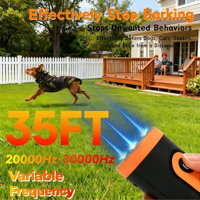 Dog Bark Deterrent Device, 2025 Upgraded Ultrasonic Anti Barking Device for Dogs, 35FT Range Auto Barkshield for Own & Neighbor's Dog, Safe & Effective No Barking Device for Dogs