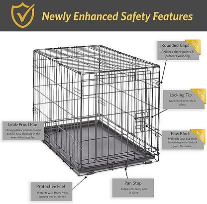 Midwest Homes for Pets 30-Inch New World Crate for Medium Breeds, 21-40 lbs, Single Door Folding Dog Crate, Leak-Proof Tray & Secure Latch, Portable, Durable & Easy to Assemble
