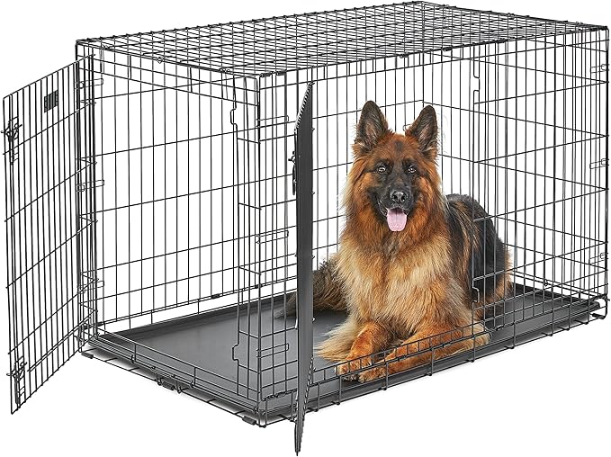 MidWest Homes for Pets 48-Inch LifeStages Crate for Extra-Large Breeds, 90-110 lbs, Double Door Folding Dog Crate with Divider Panel, Leak-Proof Tray & Secure Latch, Heavy-Duty & Easy to Assemble