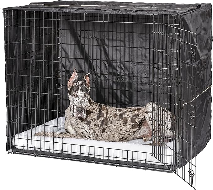 MidWest Homes for Pets XXL Dog Crate Cover, Black Polyester Privacy Kennel Cover Fits Most Giant 54-Inch Crates, Machine Washable, Reduces Barking & Chewing