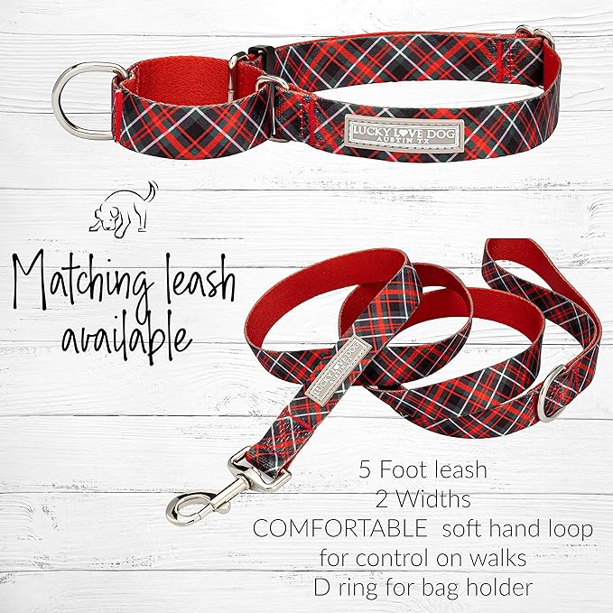 Lucky Love Dog Martingale Dog Collar - Adjustable, No-Slip, Durable, & Soft Webbing Collar for Male and Female Dogs Ideal for Training & Walking - Heywood, Small