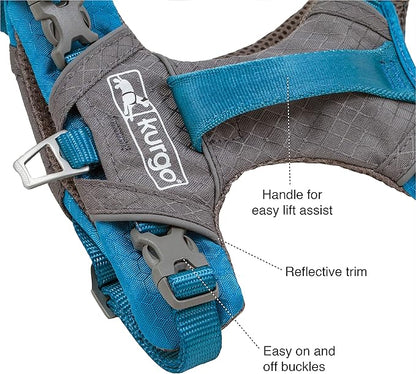 Kurgo Journey Air Dog Harness - Secure Fit for Active Dogs - Padded Chest - Lightweight Ripstop Fabric - Breathable Mesh - Reflective Trim - Back Assist Handle - Red - Medium