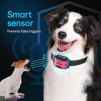 DogRook Rechargeable Dog Bark Collar - No Shock Dog Training Smart Collar - Beep & Vibration Stop Barking Dog Devices - No Bark Collar - Martingale Collars for Large Dog, Medium & Small - 12-110 lbs