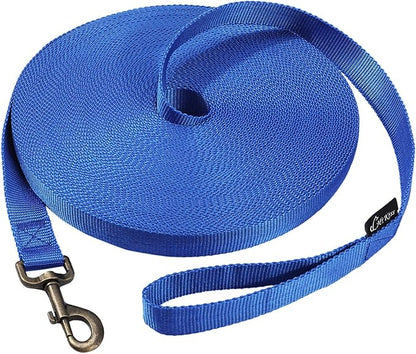 HIKISS Long Dog Leash Obedience Recall Training Agility Lead with Thickening Material for Large Dog - 15ft 20ft 30ft 50ft 100ft Training Leash(Blue 100ft)